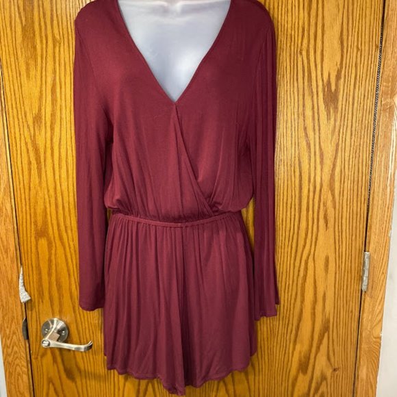 Cotton On Pants - Maroon Long Sleeve Romper